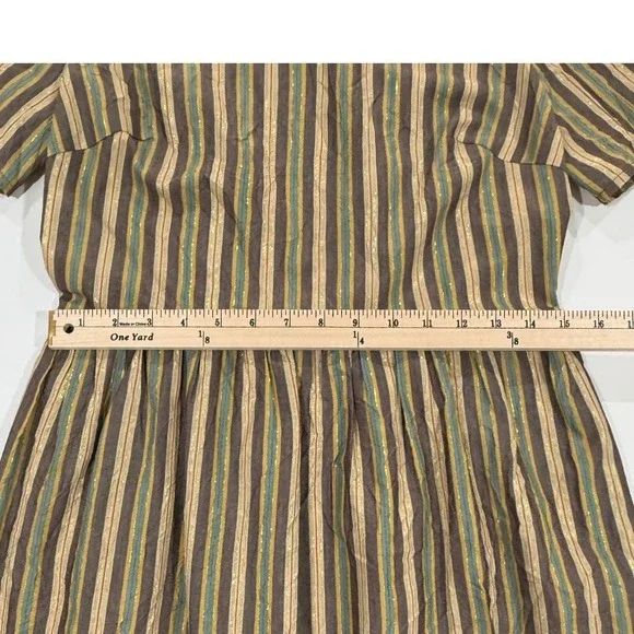 THE Korner Multi Color Striped Metallic Tiered Maxi Dress 38 US 6/8 Med W497 - Picture 10 of 11